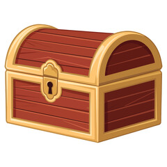Vintage Wooden Chest Vector Illustration. Isolated on white, this antique chest design is perfect for adventure themes, retro branding, and treasure inspired graphics.