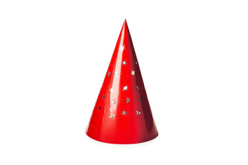 a red christmas hat with stars on it cutout image and isolated on transparent background 