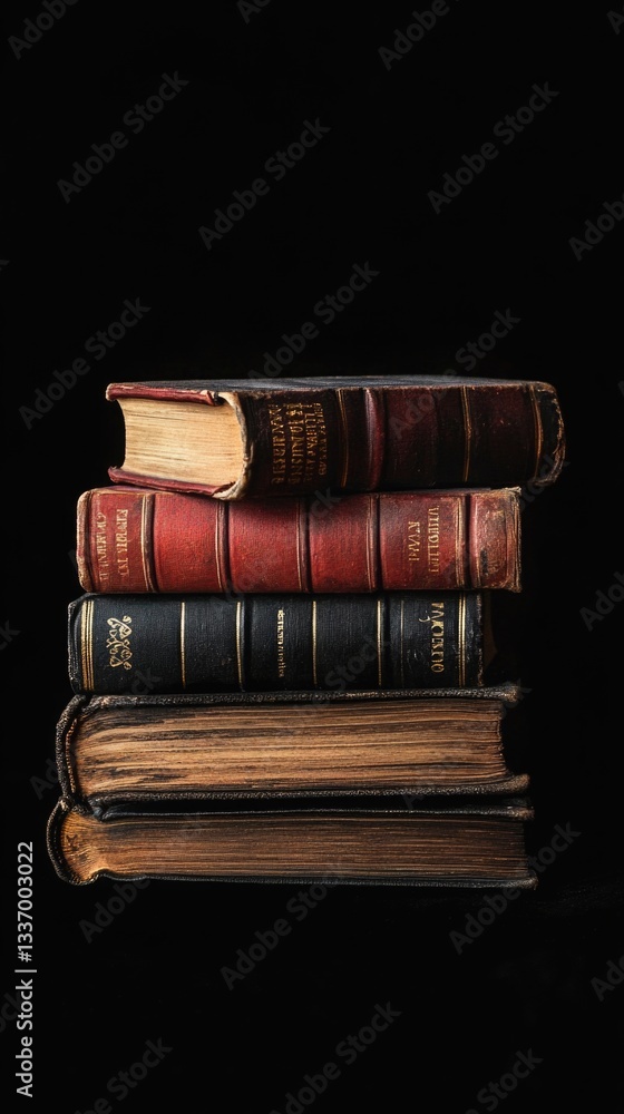 Poster a stack of books piled high on top of each other