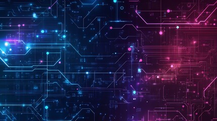 Naklejka premium Abstract Digital Circuitry Glowing Neon Lines