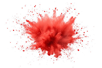 red powder explosion on white background cutout image and isolated on transparent background 
