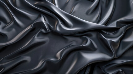 Obraz premium Sleek black fabric draped elegantly, showcasing smooth texture and folds
