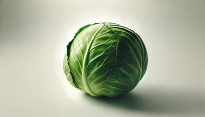 Fototapeta premium a fresh green cabbage, isolated on a white background