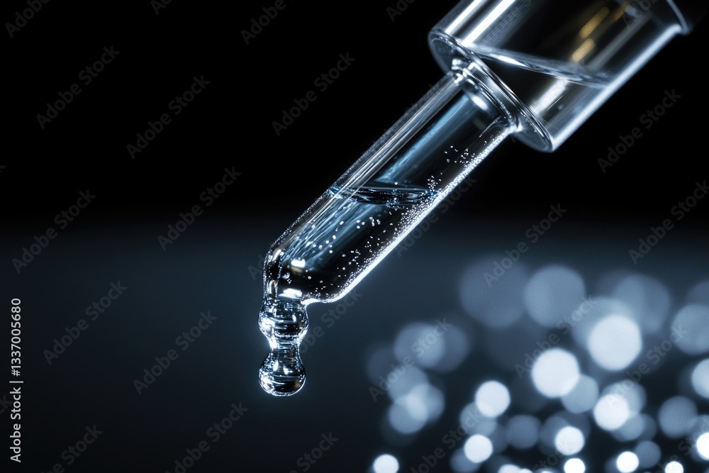 Aufkleber A single drop of liquid flows out of an open bottle, with a subtle background