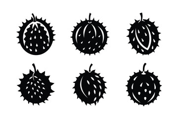 Fototapeta premium Horned Melon – Cucumis metuliferus silhouette vector illustration