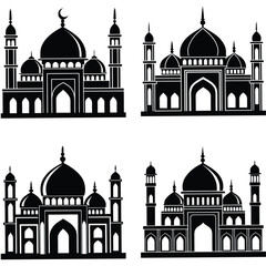 set of icons of mosque,Ramadan icon, mosque silhouette