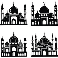 set of icons of mosque,Ramadan icon, mosque silhouette , taj mahal silhouette