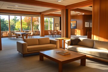 Spacious, modern, light-filled common area with natural light