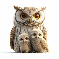 A family of owls showcasing warmth and care.