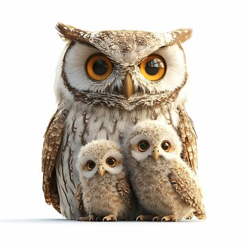 A family of owls showcasing warmth and care.