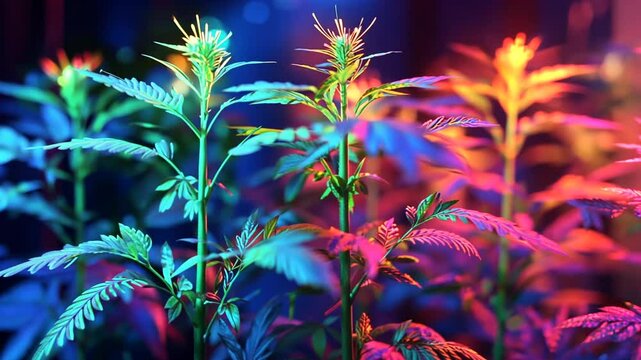 Cultivation of Medicinal Cannabis Plants Under Artificial Lighting with Colorful Hues