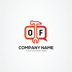 Letter OF Logo With Services Icon or Chat Logo Isolated Vector Illustration