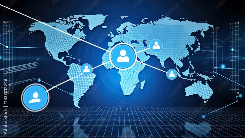 Poster global digital network connecting people. a futuristic illustration showcasing interconnectedness ac