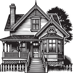 vintage house silhouette vector 