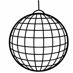 disco ball  line art on white background 
