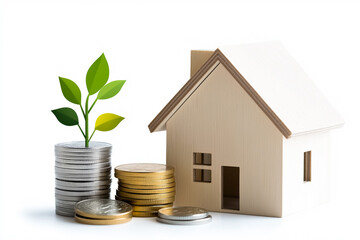 A house model with energy-efficient features, energy-efficient house concept, cost-saving house.