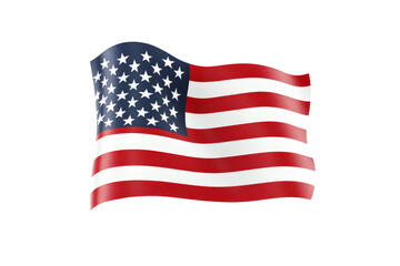 an american flag on a white background cutout image and isolated on transparent background 