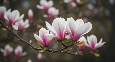 Obraz premium Magnolia Flowers Blooming in Spring Bringing Vibrant Color to Nature