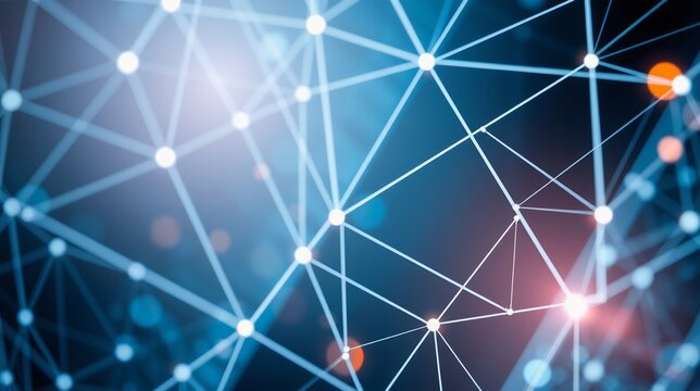 Abstract Connection Network with Blue and Light Effects