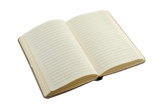 Lined blank notebook paper isolated on transparent background