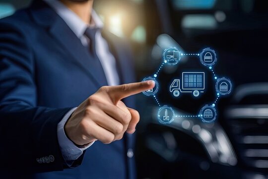 Man interacts with digital delivery system interface - Powered by Adobe