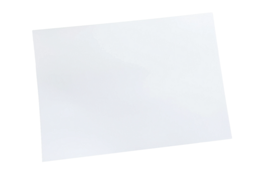 A4 blank white paper isolated on transparent background