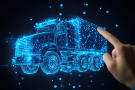 Digital truck,  touchscreen interface,  innovative transportation,  virtual vehicle,  technology,  futuristic design - Powered by Adobe