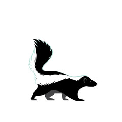 skunk walking mid century modern design 