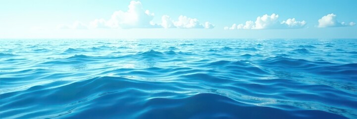 Obraz premium Serene blue ocean, gentle waves, calming vista, sea, sun