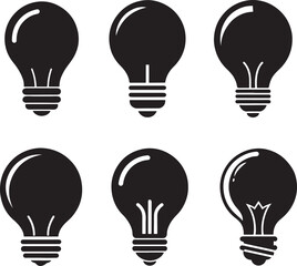set of bulb silhouette, black and white silhouette, vector and&nbsp;illustration