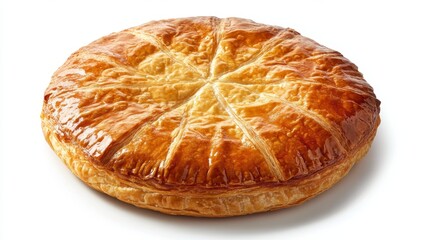 Golden, round pastry, layered, flaky, delicious