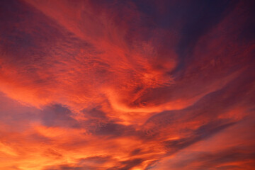 Breathtaking colorful sky at sunset. Sunset sky at twilight with blue, purple, and orange sunlight
