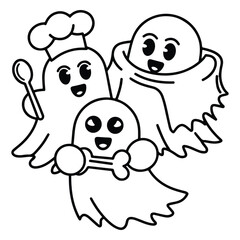 Halloween ghost vector illustration  ,outline 