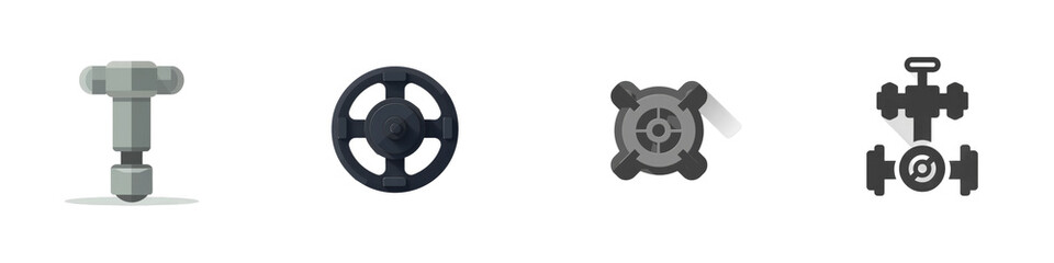 Industrial control system icons isolated on white or transparent