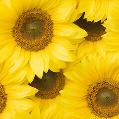 Seamless sunflower floral pattern with vibrant yellow petals and detailed centers