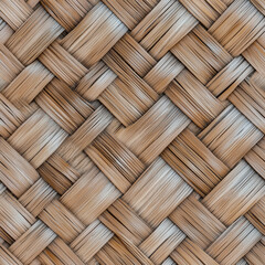 Seamless woven wicker basket texture pattern in natural brown tones