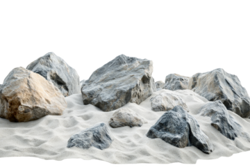 a bunch of rocks on a white background cutout image and isolated on transparent background 