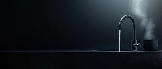 Dark Kitchen Faucet with Hot Water