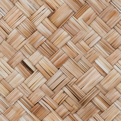 Seamless woven wicker basket texture pattern in natural brown tones