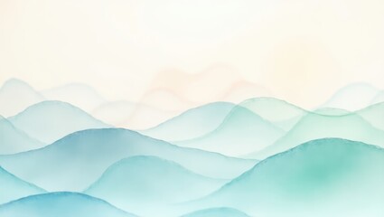 Obraz premium Serene Abstract Landscape Pastel Blue and Green Watercolor Mountains
