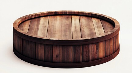 Wooden Barrel on White Background, Isolated, 3D Render
