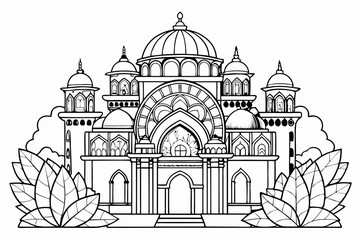 Coloring page line art black silhouette vector