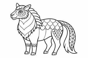 Coloring page line art black silhouette vector