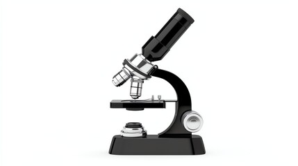 Black and white microscope on a clean isolated background.