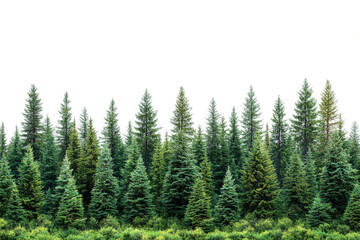 Fototapeta premium a row of trees in the middle of a forest cutout image and isolated on transparent background 