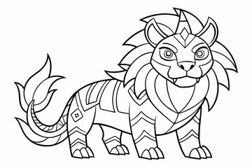 Coloring page line art black silhouette vector