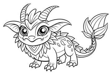 Coloring page line art black silhouette vector