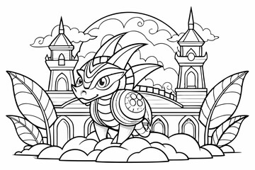 Naklejka premium Coloring page line art black silhouette vector