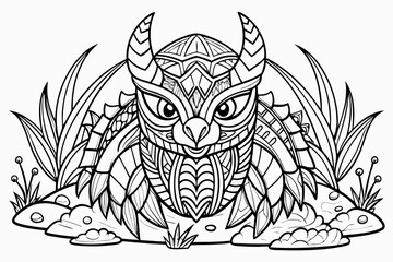 Coloring page line art black silhouette vector