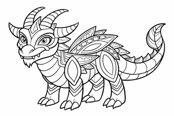 Coloring page line art black silhouette vector